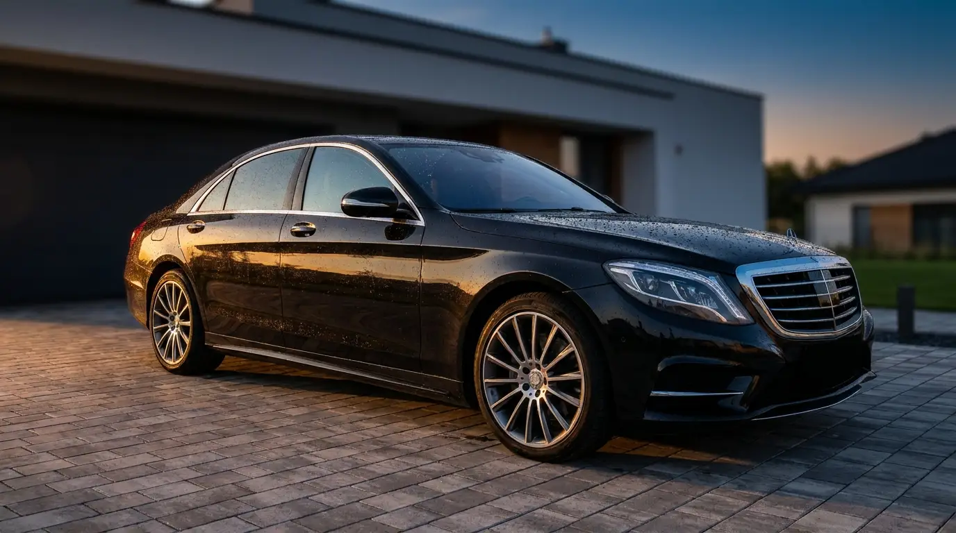 A freshly detailed glossy car